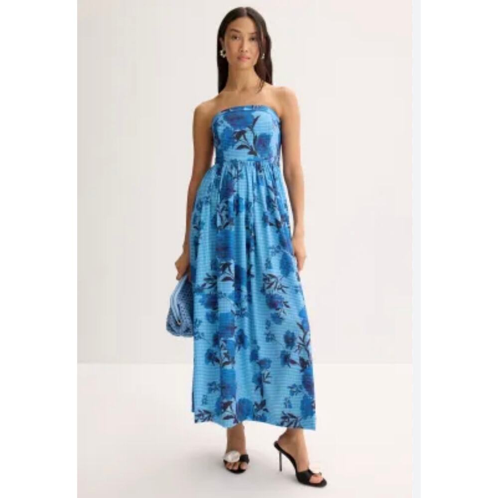Jewel Badgley Mischka Floral Strapless Maxi Dress size 10 (New)